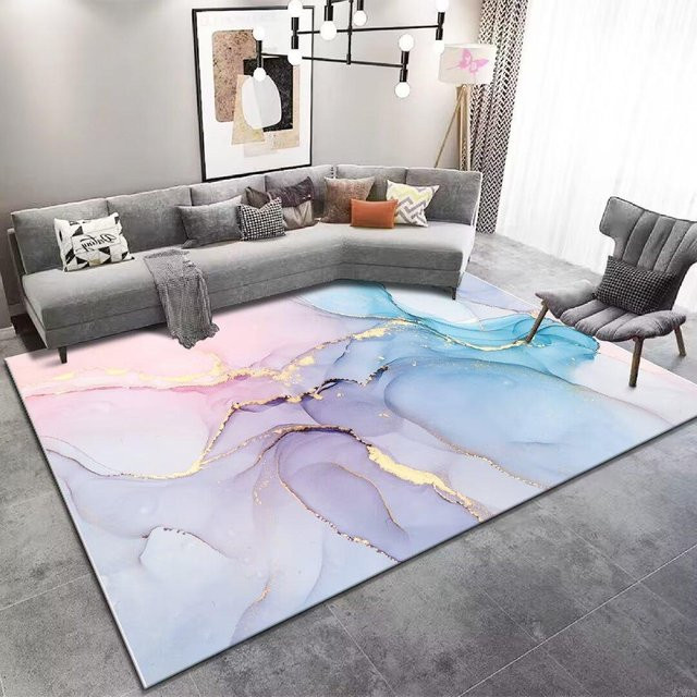 JGJG Marmor Luxus Teppich in Mehrfarbig, weich und rutschfest, B/T: 90 x 60 cm - Bild 1