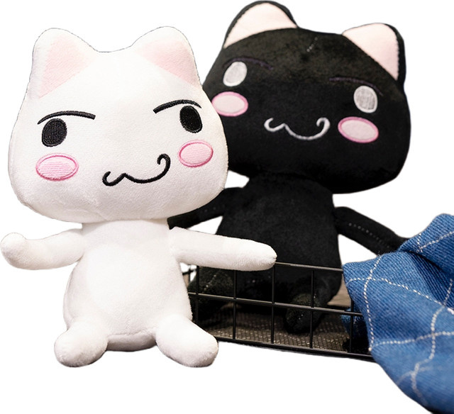 GDzaccly Toro Inoue Katze Plüsch, Schwarz und Weiß, 2-teiliges Set - Bild 1