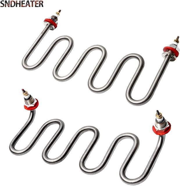 SNDHEATER Elektrisches Wasserheizelement aus Edelstahl mit Biegerohr, M16/M18 Gewinde, Silber - Bild 1