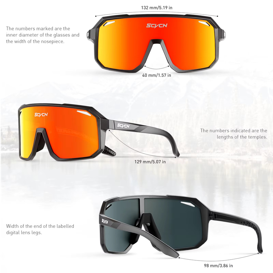 SCVCN Sportsonnenbrille, Unisex, Vollrand, Black, Kunststoff - Bild 4