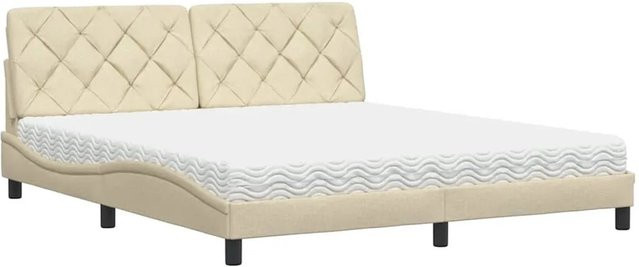 vidaXL Bett mit Matratze in Creme und Beige, Stoff und Polsterrahmen, B/T/H: 218 x 180 x 185 cm - Bild 1