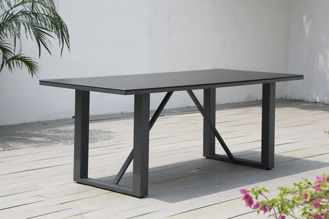 OUTFLEXX Esstisch aus Aluminium und Glaskeramik in Anthrazit, B/T: 200 x 90 cm - Bild 1