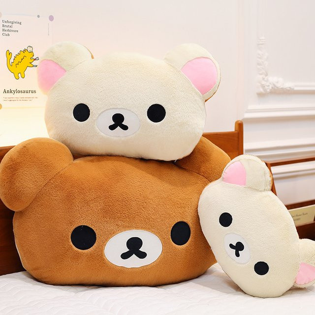 Rilakkuma Großkopf-Plüschkissen als weiches Stofftierkissen zur Dekoration für Schlafzimmer und Sofa - Bild 1