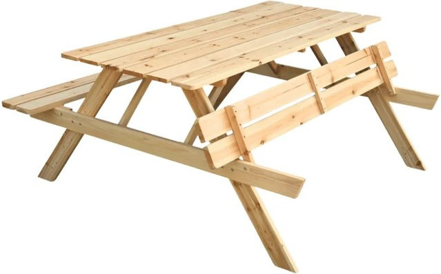 DELUKE Outdoor Picknicktisch KLEIS aus massivem Tannenholz mit faltbarer Sitzgruppe, Breite: 170 cm - Bild 1