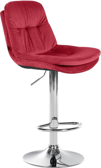 CLP Barhocker Laurel mit Samtbezug, höhenverstellbarer und drehbarer Barstuhl mit Rückenlehne und Fußstütze in modernem Design - Bild 1