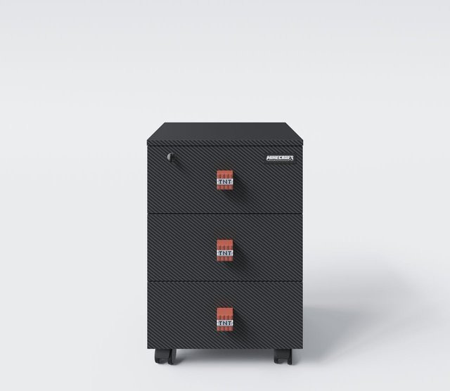 Phoenix Minecraft Rollcontainer Kommode und Beistelltisch mit Rollen und Schloss im Minecraft-Design für Kinder - Bild 1