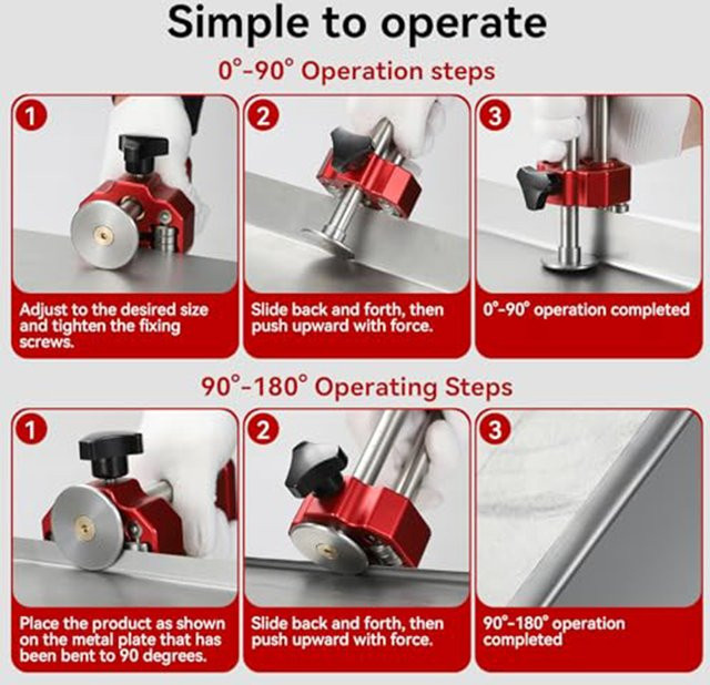 DAZZLEEX Manuelles Biegewerkzeug für Metallbleche mit Dual-Range-Winkelverstellung in Rot - Bild 1