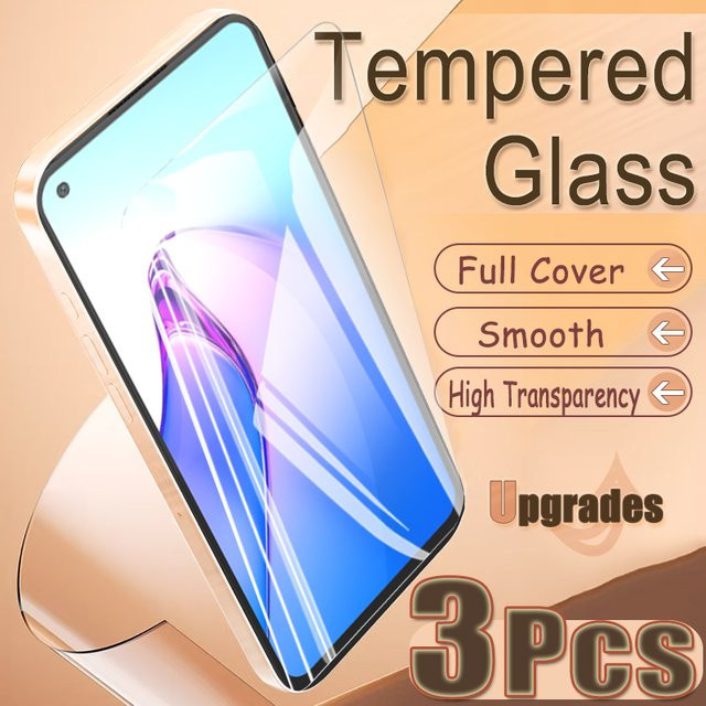 3er-Set gehärtetes Glas Displayschutzfolie für Oppo Reno8, transparent, Full Cover mit Fingerabdruck-Entsperrung und 9H Härtegrad - Bild 1