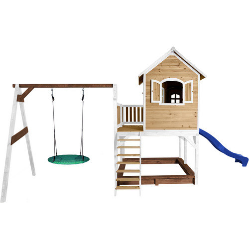 Axi Liam Spielturm mit Summer Nestschaukel und Rutsche, Holz, B/H/T: 613 x 291 x 277 cm, Braun/Weiß/Blau - Bild 2
