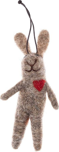 idee. Creativmarkt Filz-Hase mit Herz als Hänger in Braun, Höhe: 12 cm - Bild 1