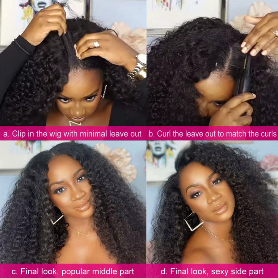 EMOL Kinky Curly V-Part Echthaar-Perücke, Damen, 180% Dichte - Bild 5