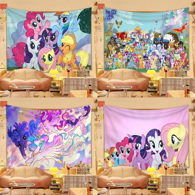 KAYOU My Little Pony Wandteppich Kawaii Wandbehang Art-Deco Dekoration Multicolour B: 70 cm, H: 50 cm - Bild 1