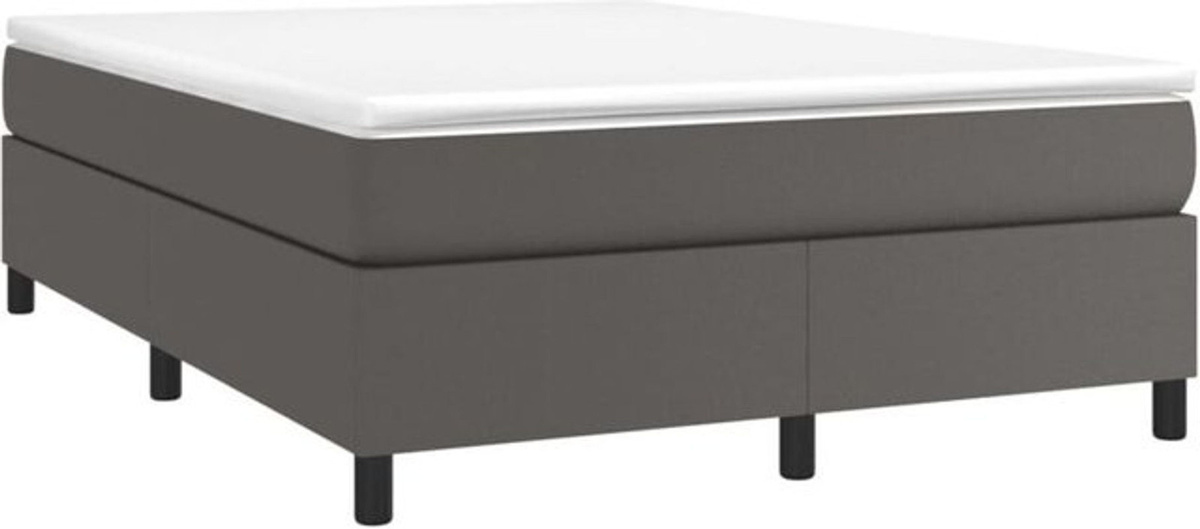 Vidaxl Boxspringbett mit Matratze in Grau aus Kunstleder, B/T/H: 180 x 200 x 35 cm - Bild 1
