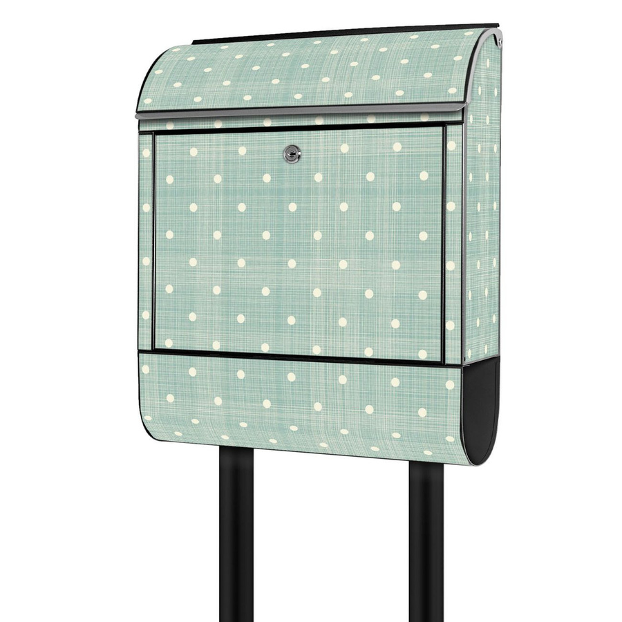 banjado Standbriefkasten groß mit Punktemotiv in Lindgrün inklusive Zeitungsfach und 2 Schlüsseln, pulverbeschichtet, H x B x T: 161,5 x 38 x 16 cm - Bild 1