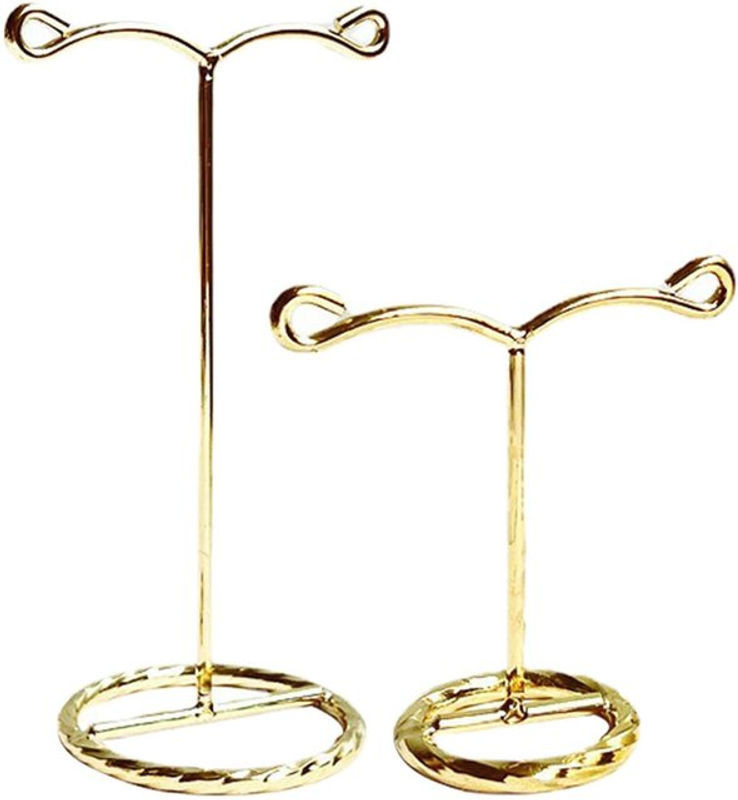 Phenovo Schmuckdisplay aus Metall für Ohrringe und Halsketten in Gold, stehendes Display-Ständer mit geometrischem Design - Bild 1