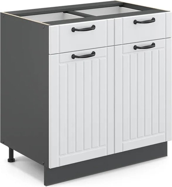 Vicco Küchenunterschrank Fame-Line in Weiß und Anthrazit im Landhausstil ohne Arbeitsplatte, Breite: 80 cm - Bild 1