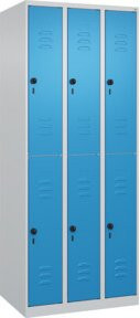 C+P Doppelstock-Spind Classic PLUS mit 3 Abteilen, Lichtblau, H x B x T: 185 x 75 x 50 cm - Bild 1