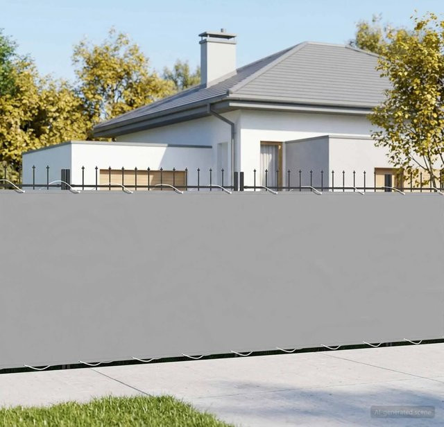 vidaXL Balkon Sichtschutz aus Polyester mit PU-Beschichtung in Grau, Höhe: 180 cm, Breite: 800 cm - Bild 1