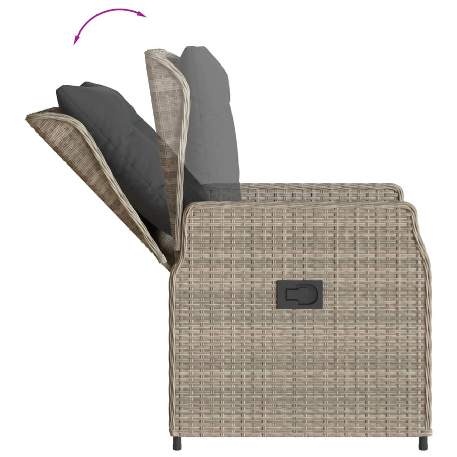 vidaXL Set aus 2 Gartensesseln aus Polyrattan in Grau mit UV-beständigen Kissen und Armlehnen - Bild 6