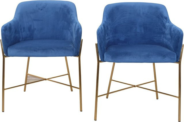 Neddy Samt-Polsterstuhl Set von Möbel direkt online in Blau mit Golddetails - Bild 1