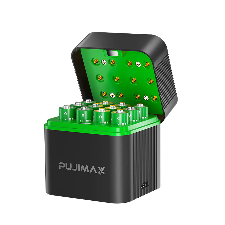 PUJIMAX Intelligentes Ladegerät Set für 12 AAA Lithiumbatterien mit 1100 mWh Kapazität - Bild 4