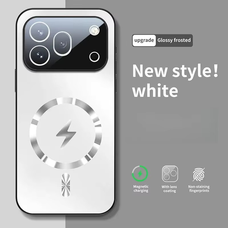 Magnetische kabellose Ladehülle für Honor 600 Pro und Honor 600 mit stoßfester AG-Mattglas-Linsenschutzfolie in Beige - Bild 4