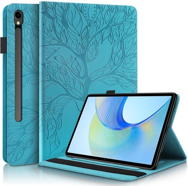 Samsung Galaxy Tab S10 Plus S9 Plus FE Plus S8 Plus Kunstleder Tasche mit Baum Muster in Blau - Bild 1
