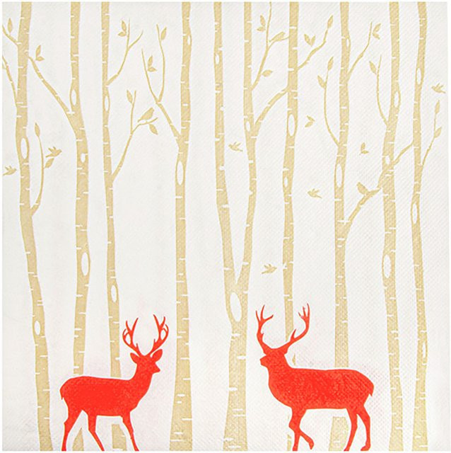 GARCIA DE POU Weihnachtsserviette Hirsch in Creme, 50 Stück, Breite: 40 cm, Länge: 40 cm - Bild 1