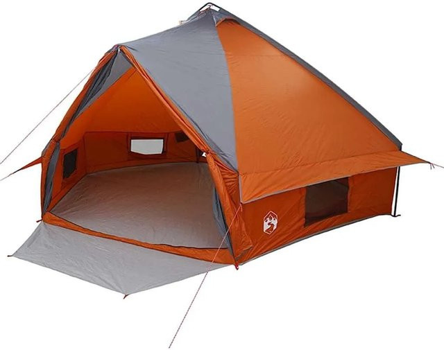 vidaXL Teepee Zelt mit Dach in Grau und Orange, B/T/H: 490 x 410 x 210 cm - Bild 1