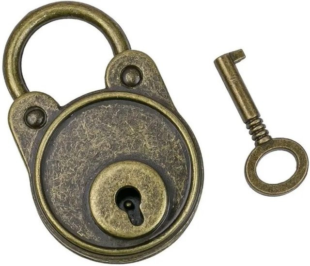 HMF Vintage Deko Vorhängeschloss mit Schlüssel in Bronze, B/T/H: 48 x 30 x 10 cm - Bild 1