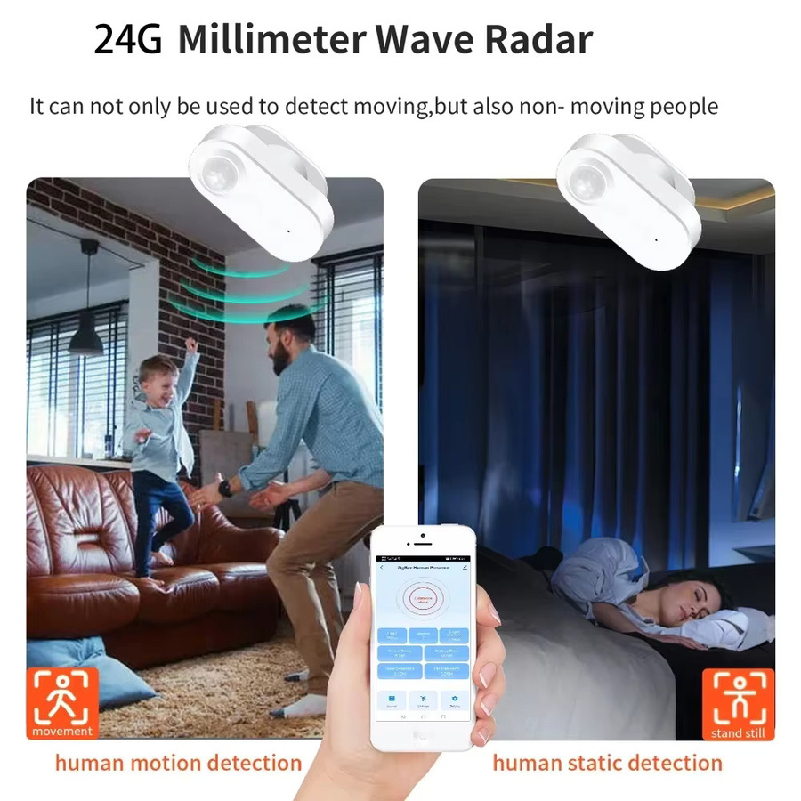 Haozee Zigbee Human Presence und PIR-Bewegungssensor mit Helligkeitsdetektor in Weiß, batteriebetrieben, kompatibel mit Zigbee2mqtt und Home Assistant - Bild 2