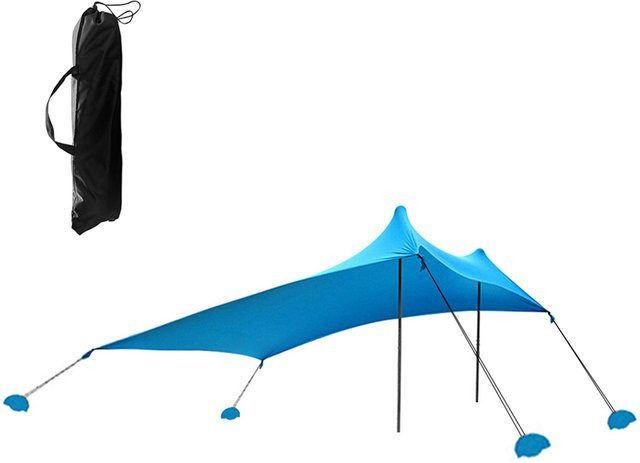 Aimo Strandzelt Sonnenschutz in Blau mit Sandsäcken für Camping, Angeln und Wandern - Bild 1