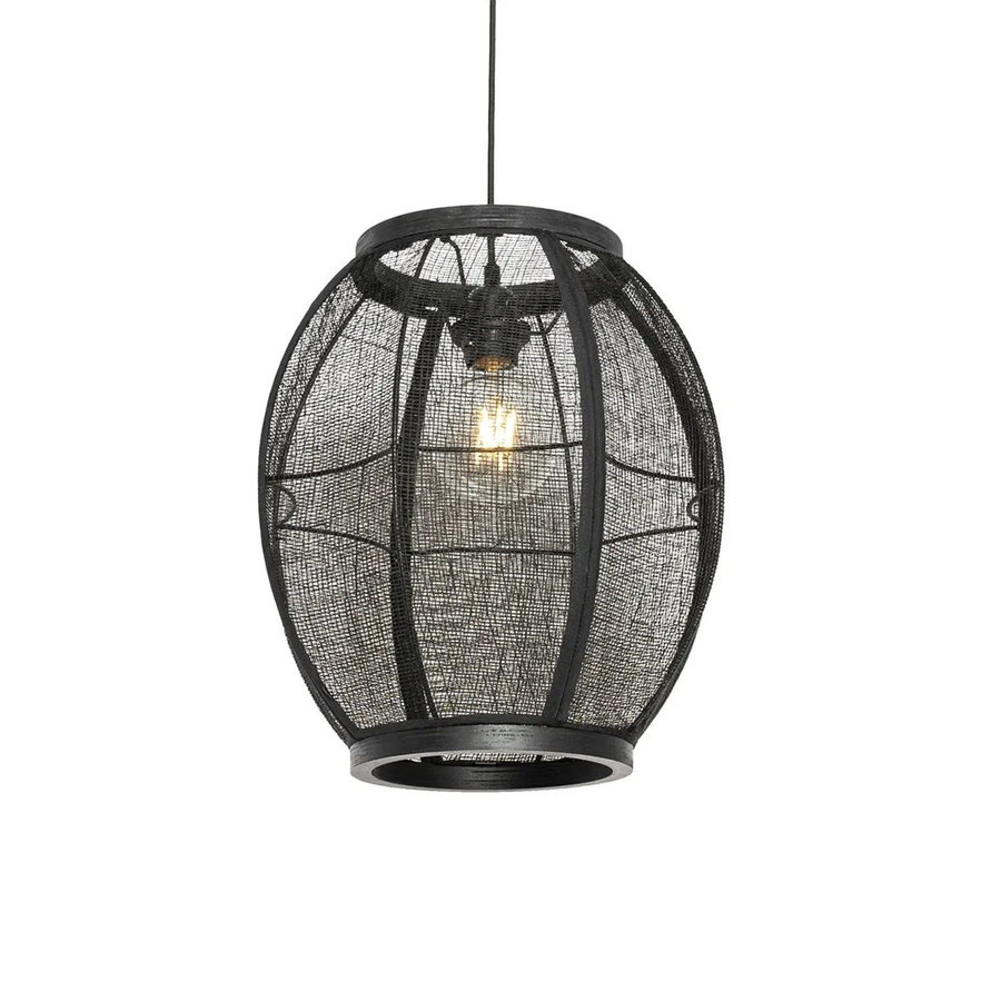 QAZQA Orientalische Hängelampe Schwarz aus Stoff und Holz, dimmbar, Durchmesser: 35 cm - Bild 2