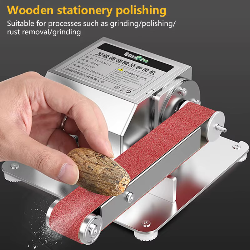 Dutoofree Mini-Elektro-Bandschleifer mit einstellbarer Geschwindigkeit, Tischgerät zum Schärfen und Polieren, Silber - Bild 2