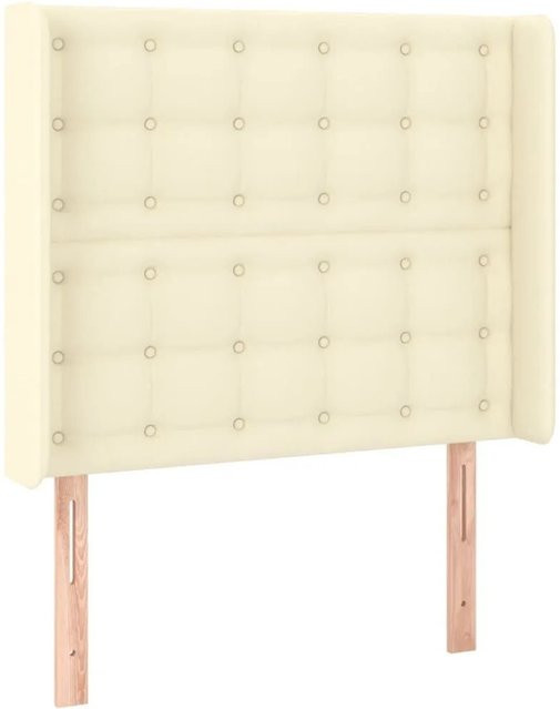 vidaXL Kopfteil mit Ohren in Creme, gepolstertes Kopfteil aus Kunstleder, Breite: 83 cm, Tiefe: 16 cm, Höhe: 118-128 cm - Bild 1