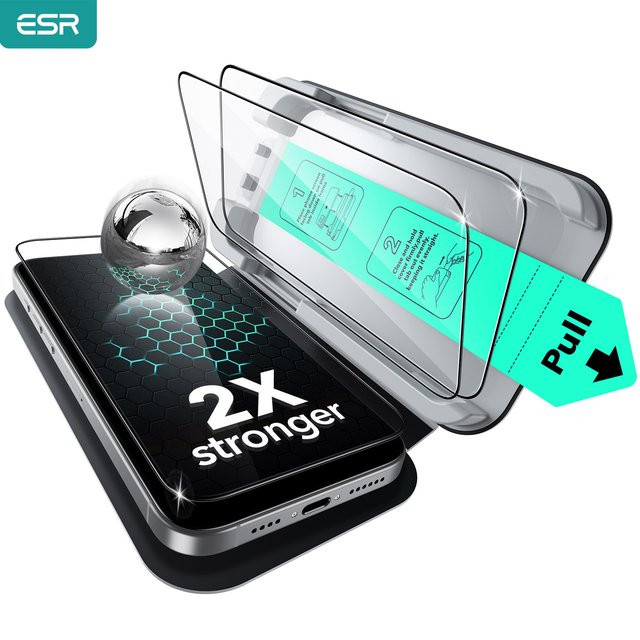 ESR 3er-Pack Displayschutzfolie aus gehärtetem Glas in Militärqualität für iPhone 17 Pro Max, 17 Air, 16, 15, 14 und 13 Pro Max, transparent - Bild 1