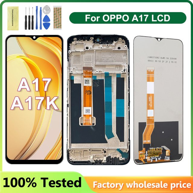 OPPO A17/A17K LCD Display mit Rahmen und Touch Screen Panel Ersatzteil in Schwarz (CPH2477/CPH2471) - Bild 1