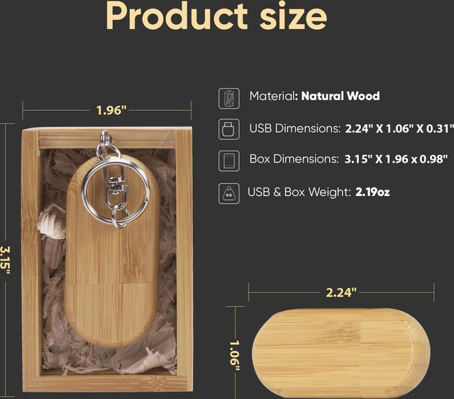 JASTER Holz-USB-Stick mit Push-Pull-Box in Braun - Bild 1
