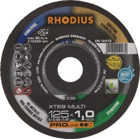 RHODIUS PROline XT69 MULTI BOX Extradünne Trennscheibe Universal für Metall, Durchmesser: 125 mm, Dicke: 1,0 mm, Bohrung: 22,23 mm - Bild 1