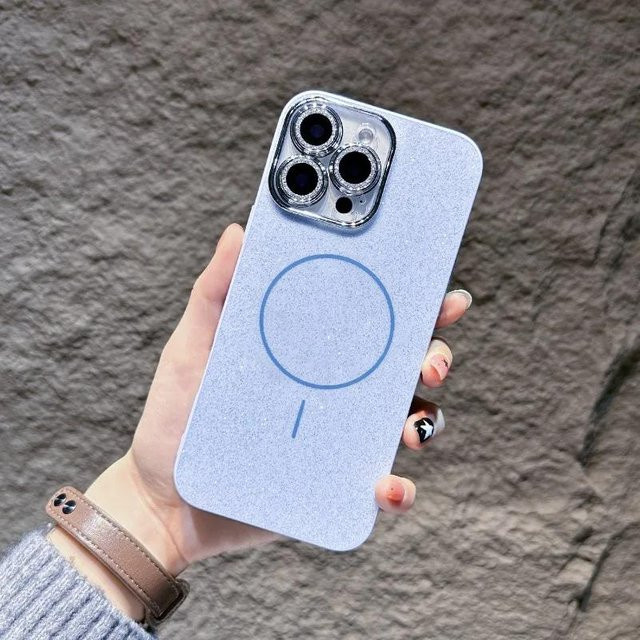 Luxuriöse magnetische Glitzer Handyhülle mit Kameraschutz für iPhone 15 14 16 Pro Max Plus 13 12 11 in Grau von Yiran bag - Bild 1