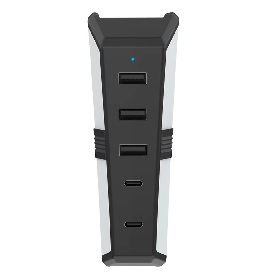 5-Port USB-C Erweiterungs-Hub für PlayStation 5 Pro mit 3x USB 2.0 und 2x USB Typ-C 3.1 in Schwarz und Weiß - Bild 2