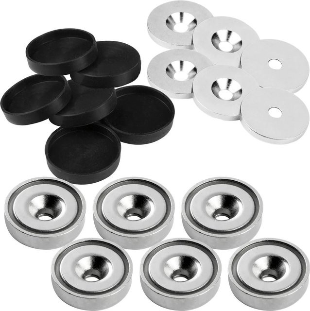 vasalat Topfmagnet 18-teiliges Set aus Stahl mit Bohrung, Durchmesser: 25 mm, Farbe: Schwarz - Bild 1