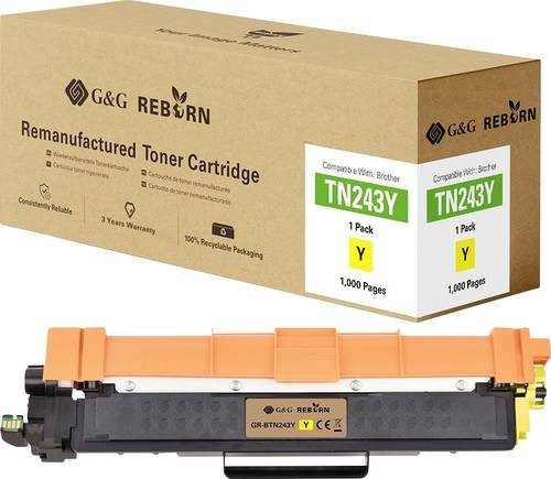 G&G Toner Cartridge Gelb kompatibel mit Brother TN-243Y, remanufactured, für Laserdrucker, Reichweite: 1000 Seiten - Bild 1