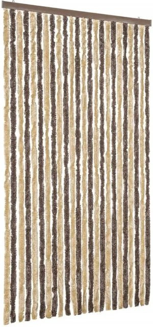 vidaXL Fliegenvorhang aus Chenille in Dunkelbraun und Beige, gestreift, thermoisolierend und schalldämmend, Breite: 100 cm, Höhe: 200 cm - Bild 1
