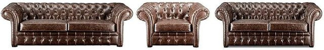 Vente-unique Couchgarnitur Clotaire in Schokobraun mit Sofa und 2 Sesseln im Chesterfield-Stil aus Leder, B/T/H: 232 x 127 x 173 cm - Bild 1