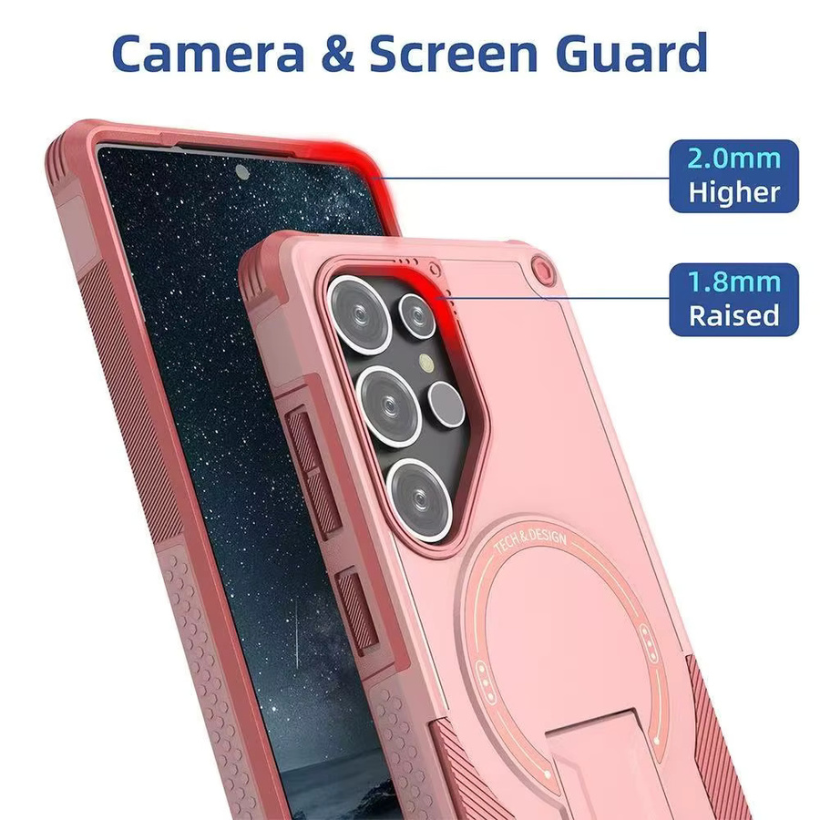 Samsung Magnetische Militär-Schutzhülle mit Matt-Finish für S26 Ultra S25 FE S24 Plus A56 A36 A26 A16 kompatibel mit MagSafe in Schwarz und Pink - Bild 4