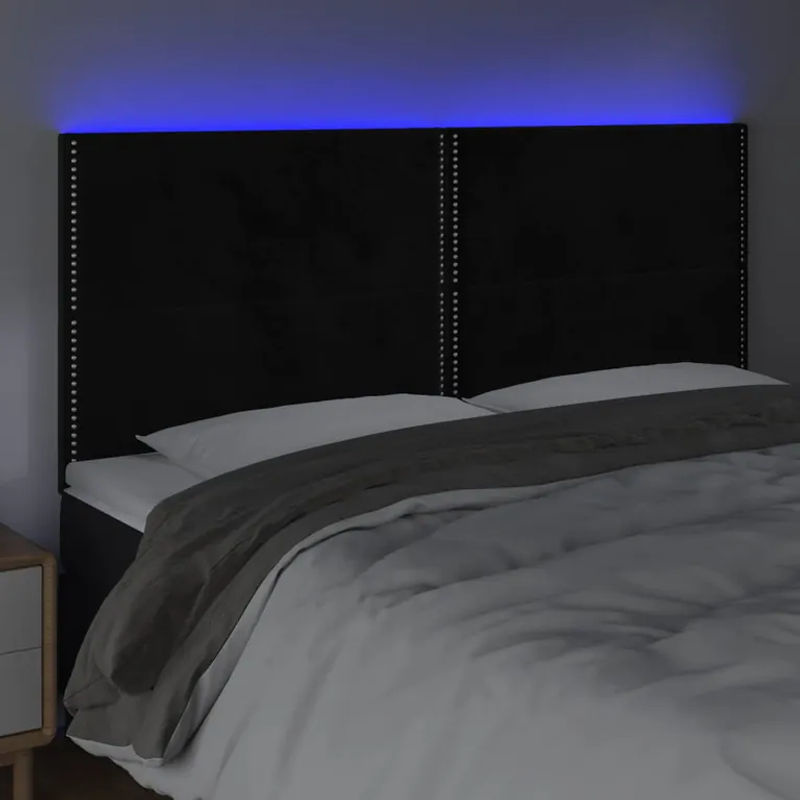 Vidaxl Bettkopfteil mit LED aus Samt in Schwarz, B: 180 cm, H: 118 bis 128 cm, T: 5 cm - Bild 3