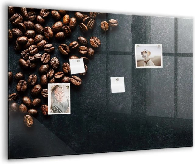 Tulup Magnettafel aus Glas mit Kaffeebohnen-Design, Whiteboard, B: 100 cm, H: 70 cm - Bild 1