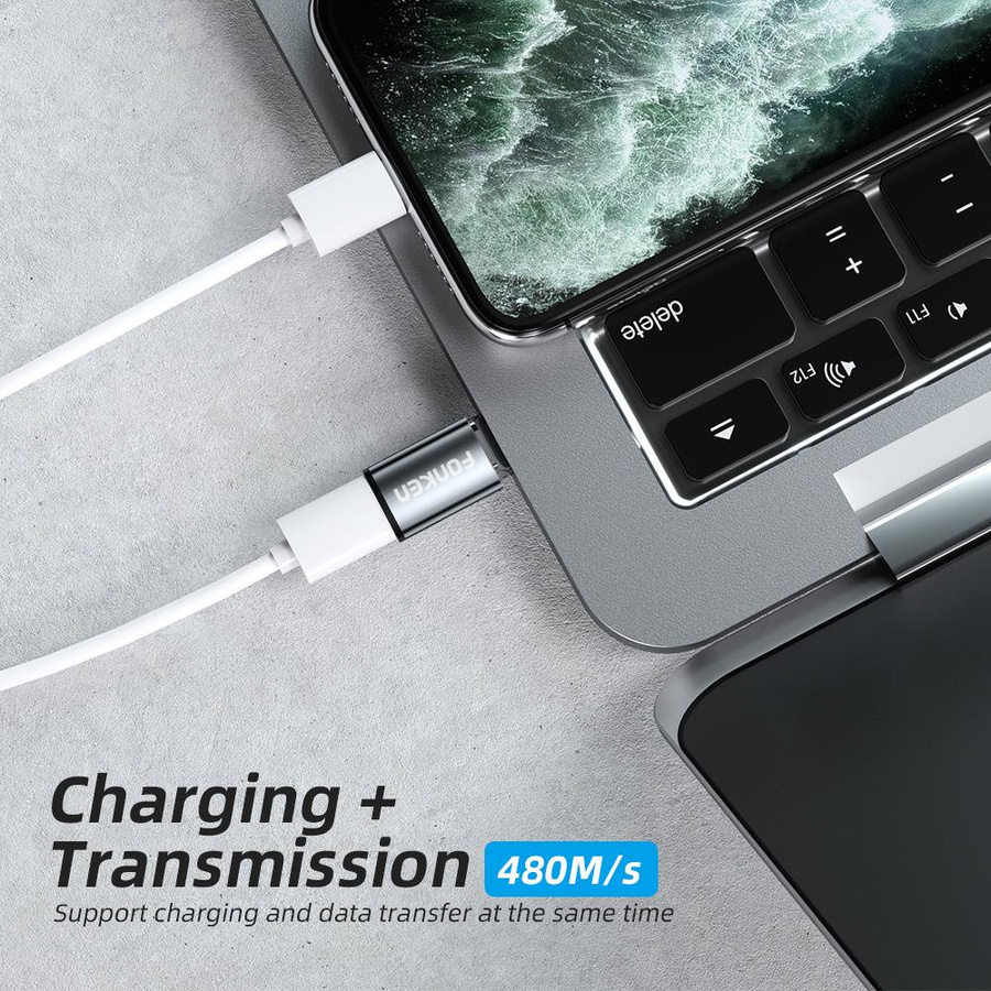 FONKEN Magnetischer USB-C auf Micro-USB Konverter Adapter Set, Grau - Bild 7