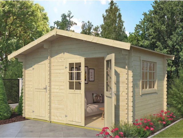 Lasita Gartenhaus Keila Blockhaus in Natur mit 34 mm Wandstärke, B/T/H: 475,9 x 350 x 256,5 cm - Bild 1